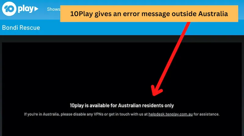 10Play error outside Australia