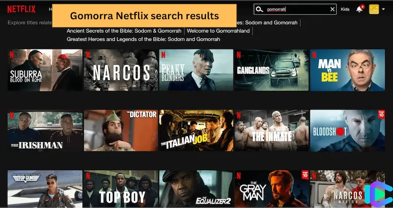 Gomorrah Netflix search results