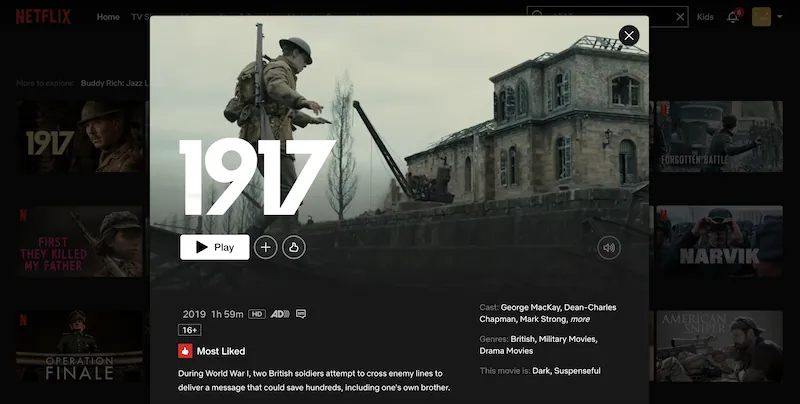 watch 1917 on netflix