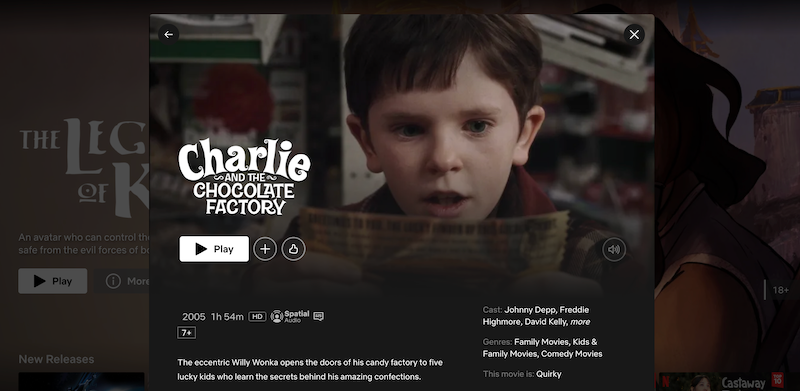 watch charlie and the chocolate factory on netflix