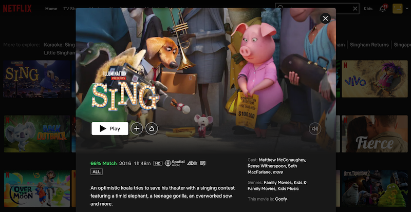 watch sing on netflix