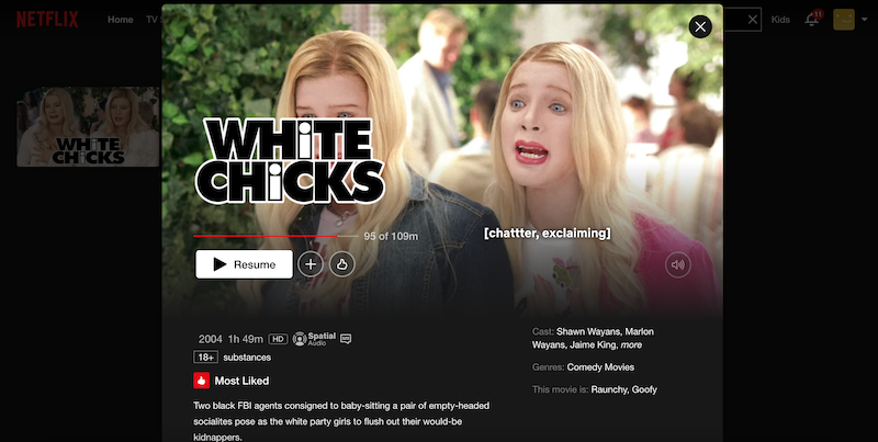 watch white chicks on netflix