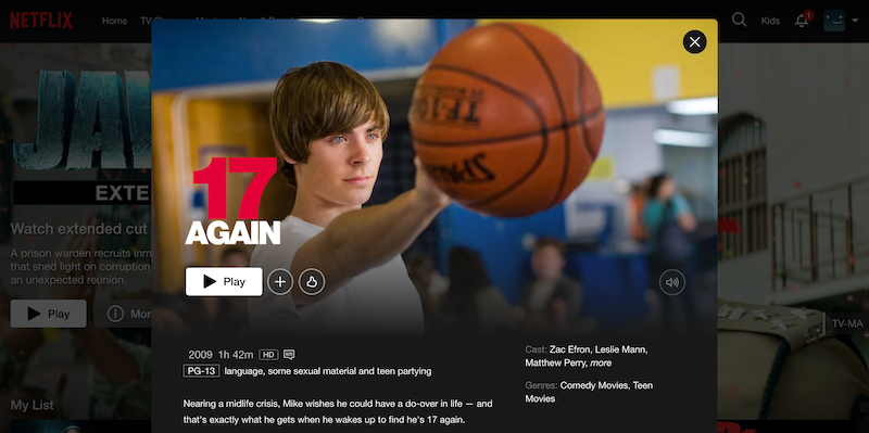 watch 17 again on netflix