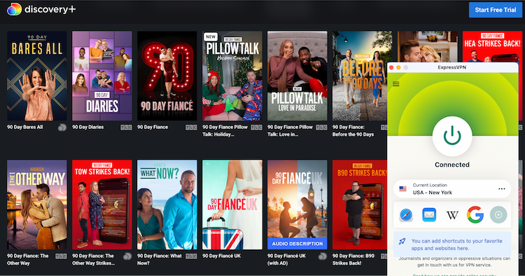 watching discovery plus with expressvpn